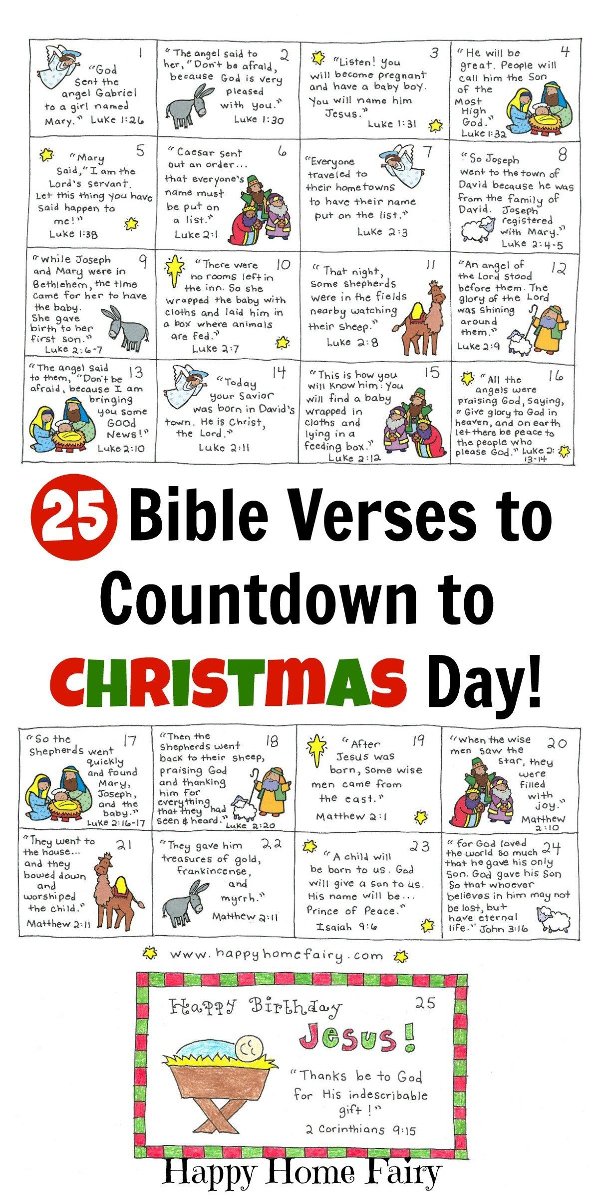 Bible Verse Advent Countdown For Kids - Free Printable | Christmas - Free Printable Stories For Preschoolers