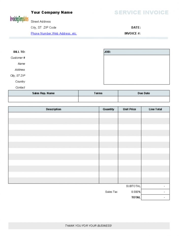 Free Bill Invoice Template Printable