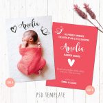 Birth Announcement Template Card. Baby Girl Birth Card. Newborn Card   Free Printable Baby Birth Announcement Cards