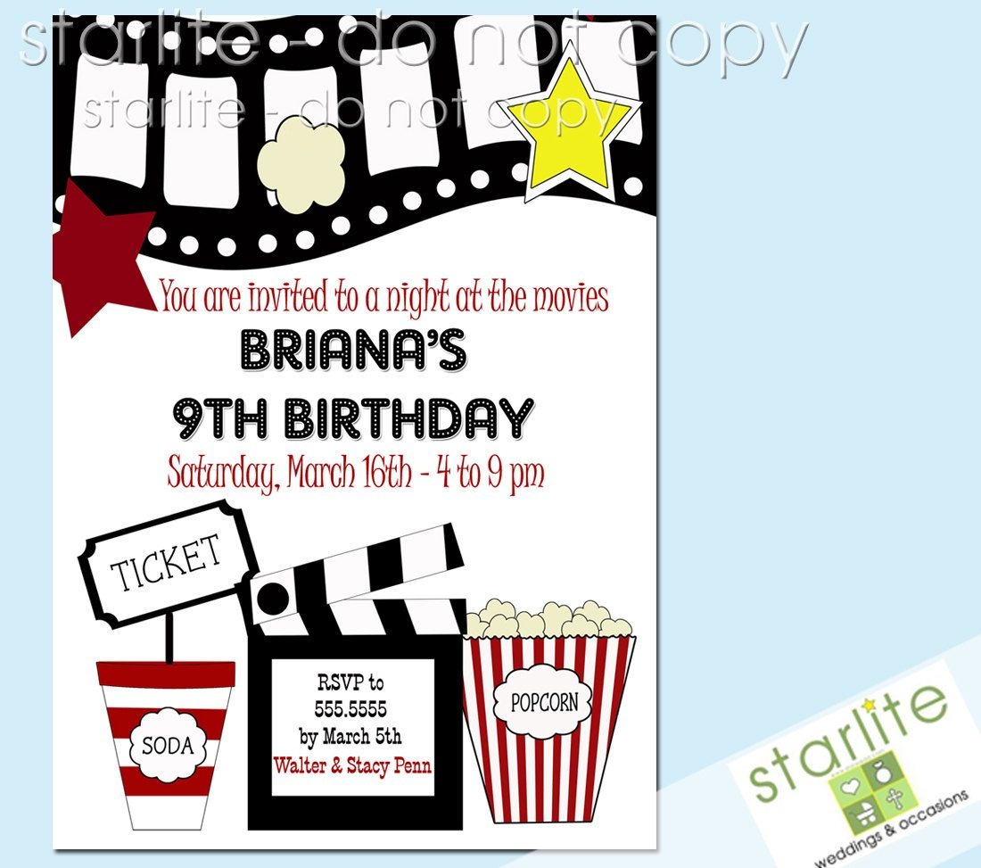 Birthday Party Invitation - Movie Theme - Night At The Movies - Free Printable Movie Themed Invitations