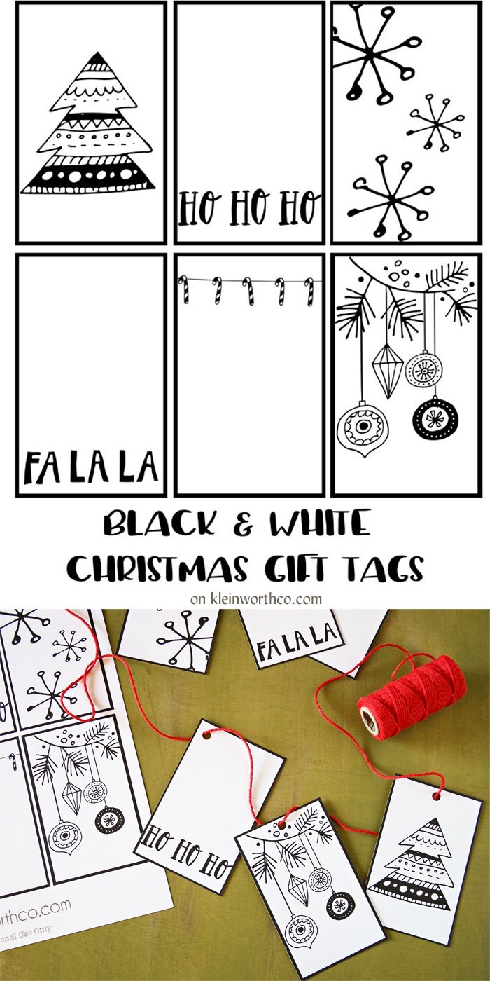 Black White Free Printable Gift Tags &amp;amp; Guy Gift Idea - Kleinworth &amp;amp; Co - Christmas Gift Tags Free Printable Black And White