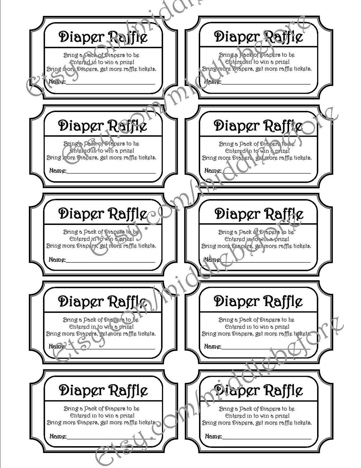 Black &amp;amp; White Printable Baby Shower Diaper Raffle Ticket. Via Etsy - Free Printable Diaper Raffle Tickets Black And White