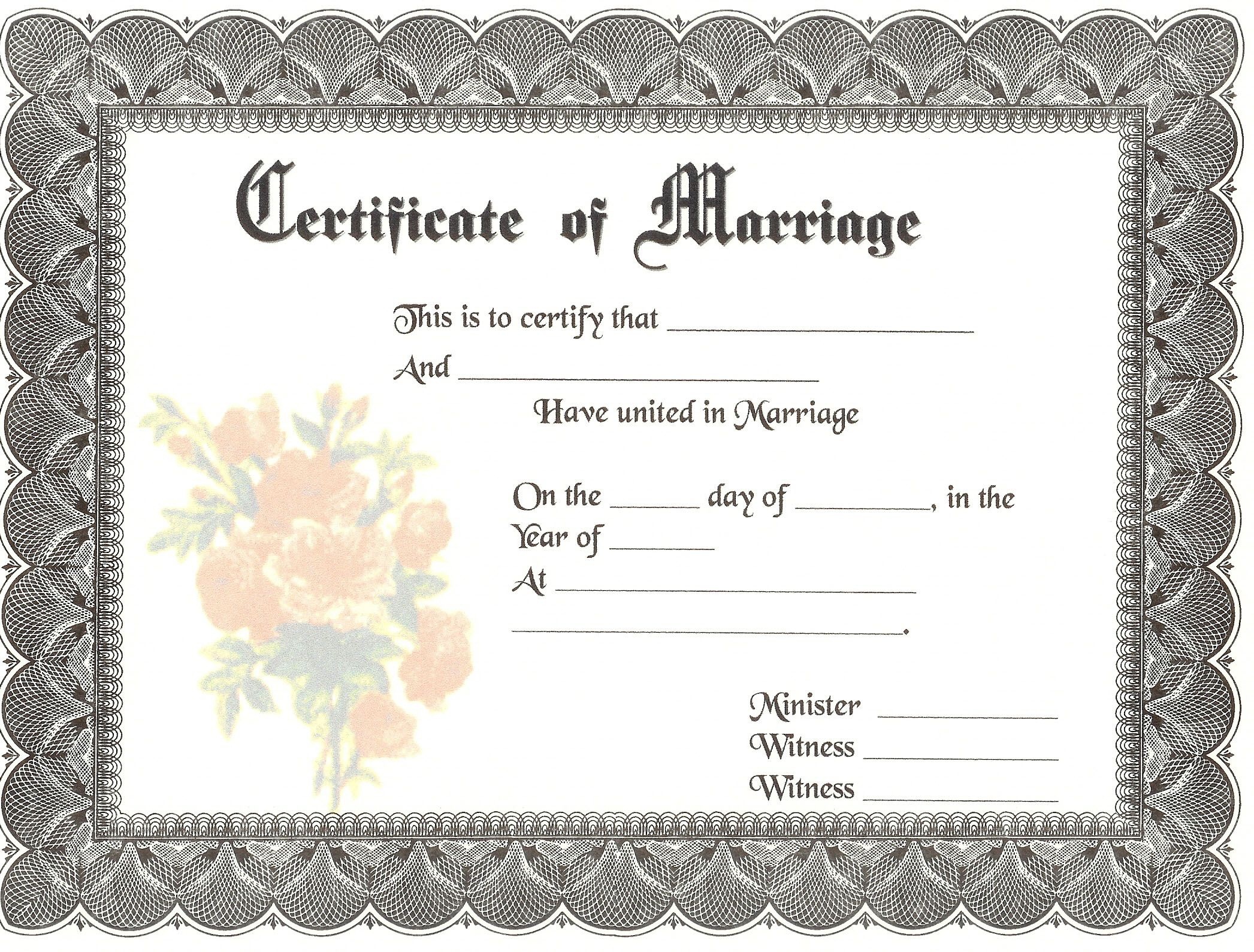 Blank Marriage Certificates | Download Blank Marriage Certificates - Fake Marriage Certificate Printable Free
