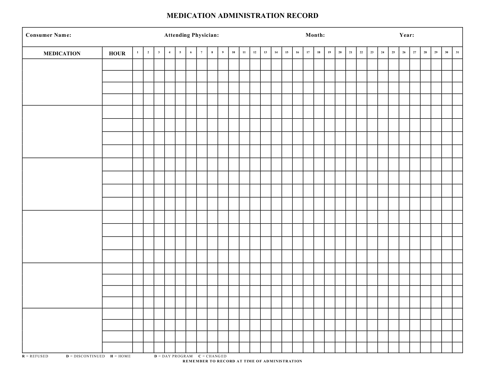 Blank+Medication+Administration+Record+Template | Work | Medication - Medication Chart Printable Free