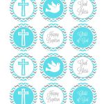 Blue And Grey Baptism Cupcake Toppers Baptism Cake Toppers | Etsy   Baptism Cupcake Toppers Printable Free