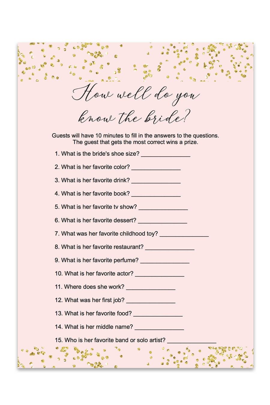 Blush And Confetti How Well Do You Know The Bride Game | Love&amp;lt;3 - How Well Do You Know The Bride Free Printable