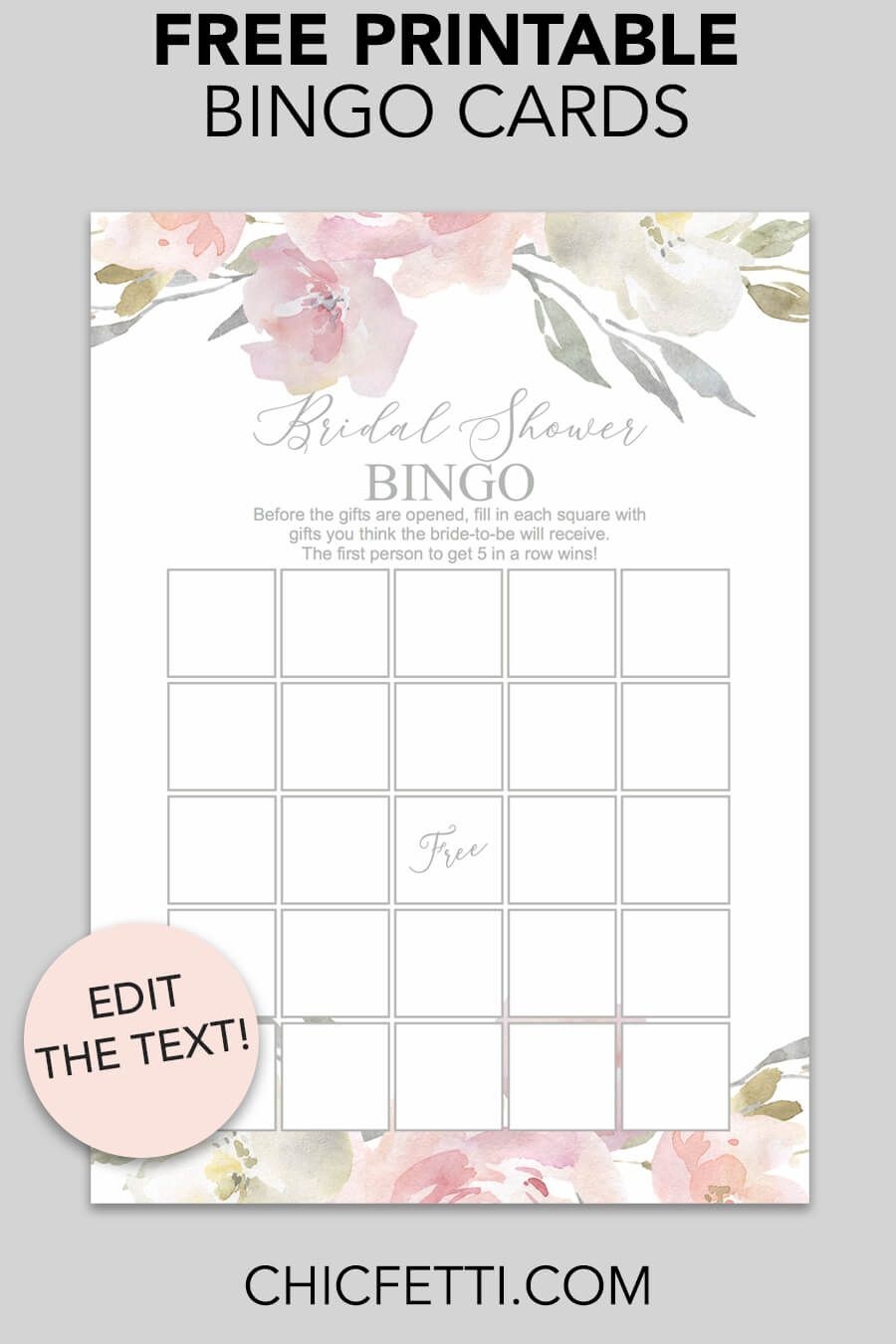 Blush Floral Printable Bridal Shower Bingo | Free Printables - Free Printable Bridal Shower Cards
