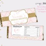Blush Pink Gold Bridal Shower Chocolate Bar Wrapper | Etsy   Free Printable Candy Bar Wrappers For Bridal Shower