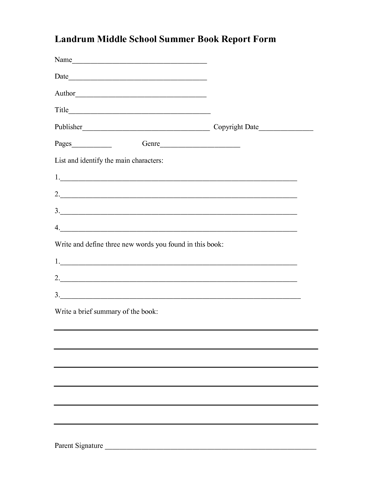 Book Report Templates Middle School - Tutlin.psstech.co - Free Printable Book Report Forms For Elementary Students