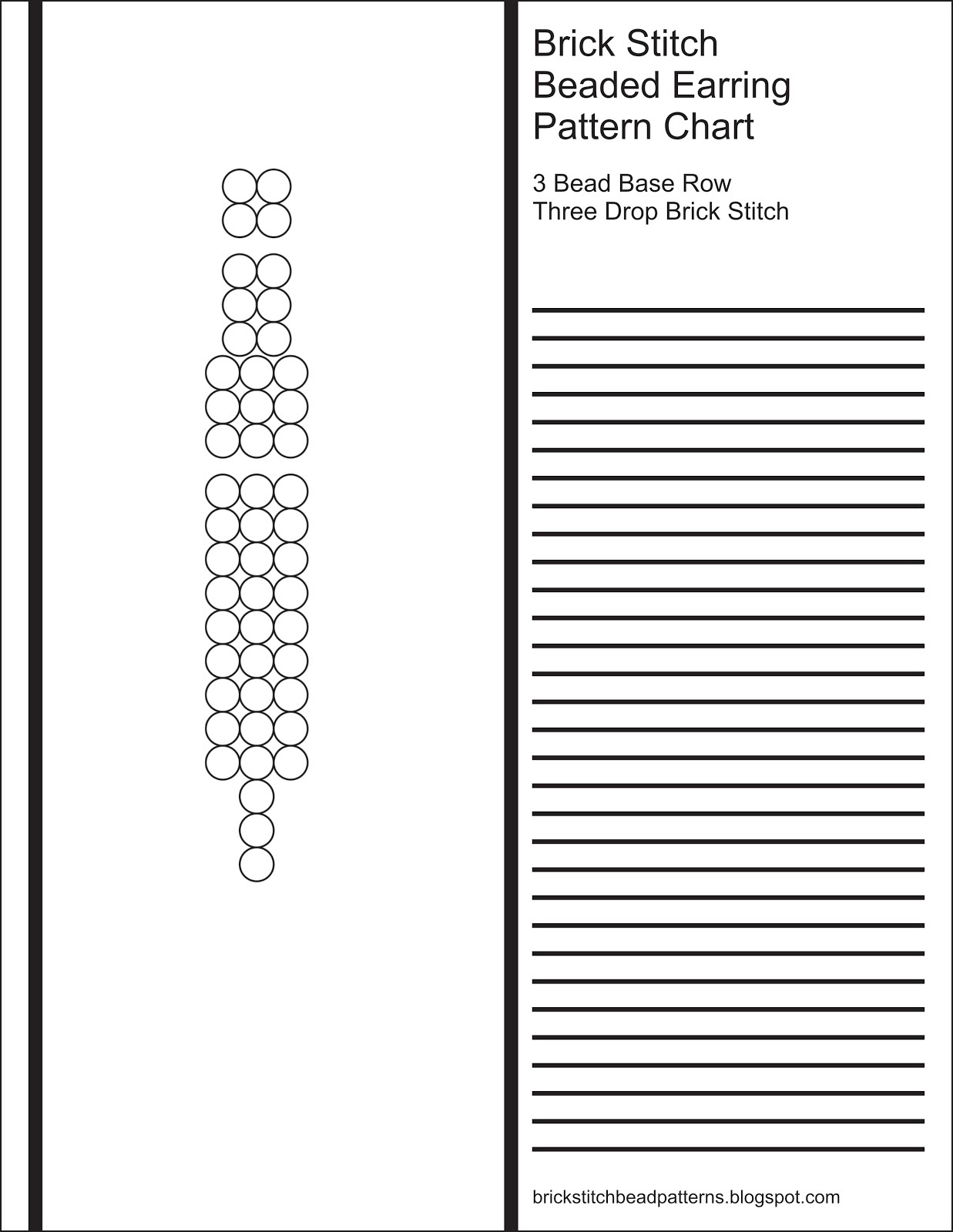 Brick Stitch Bead Patterns Journal: 3 Bead Base Row 3 Drop Blank - Free Printable Beading Patterns