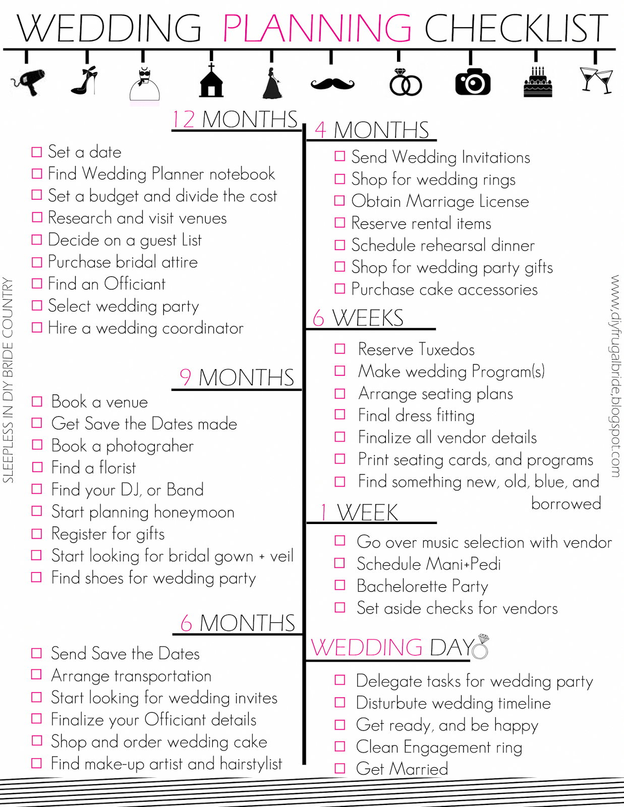 Budget Bride Wedding Checklist And Budget Tips | Wedding In 2019 - Free Printable Wedding Checklist