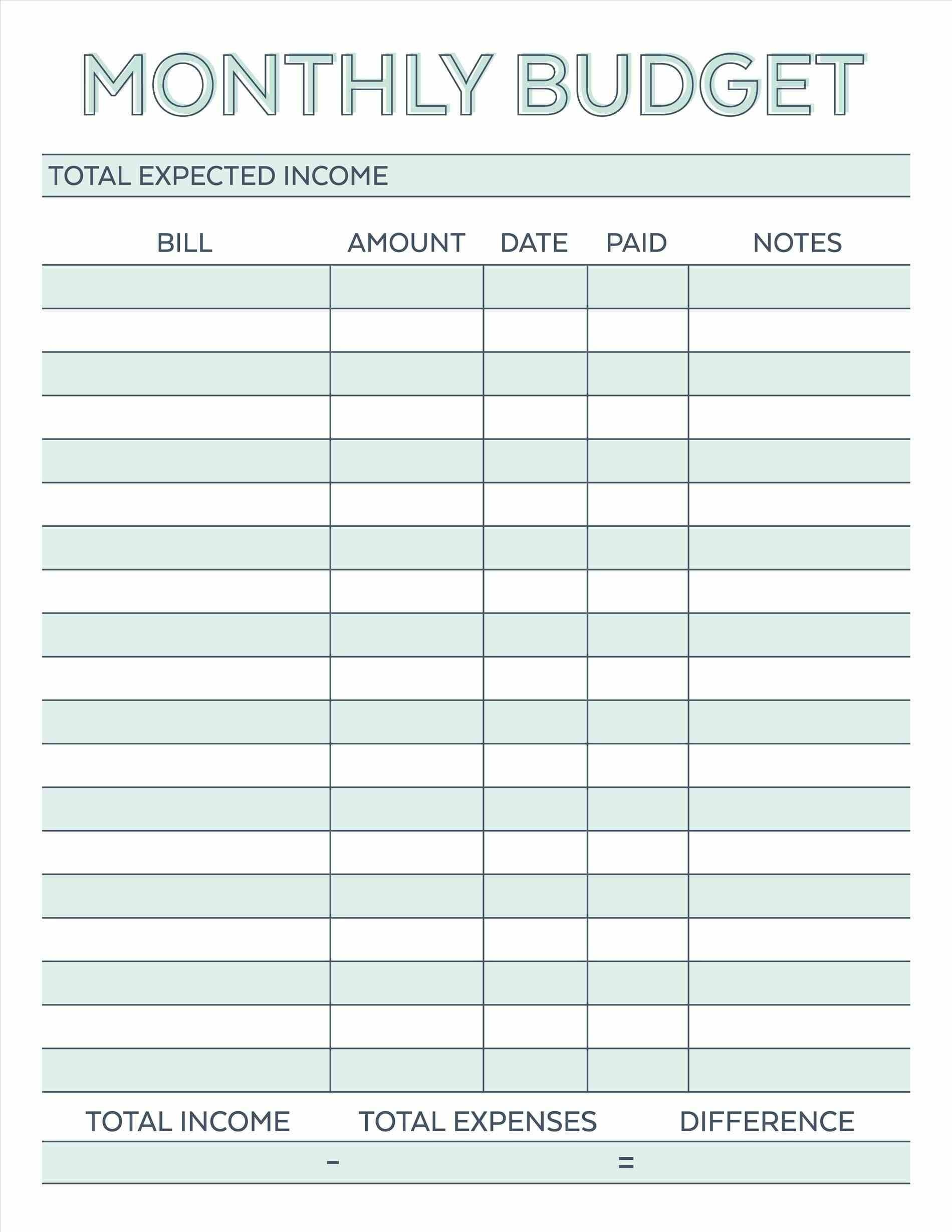 Budget Planner Planner Worksheet Monthly Bills Template Free - Free Online Printable Budget Worksheet