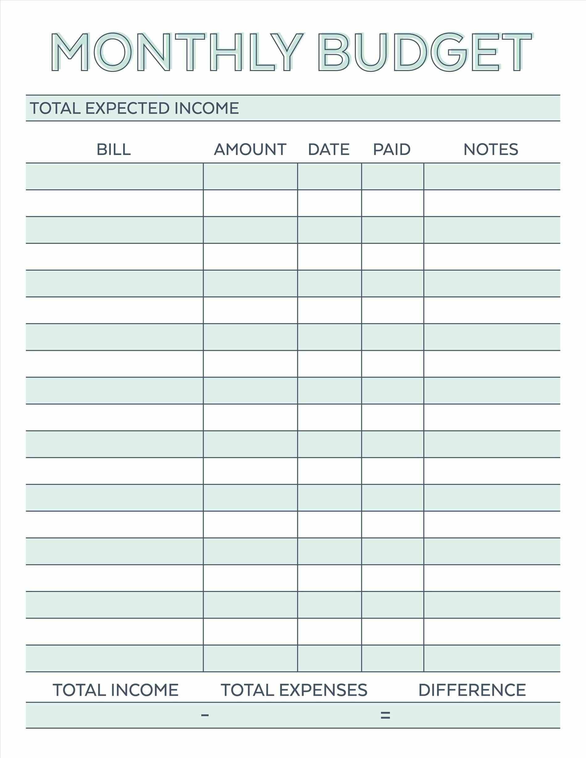 Budget Planner Planner Worksheet Monthly Bills Template Free - Free Printable Budget Template Monthly