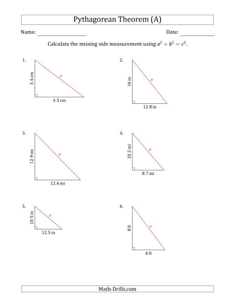 Calculate the hypotenuse using pythagorean theorem no rotation a