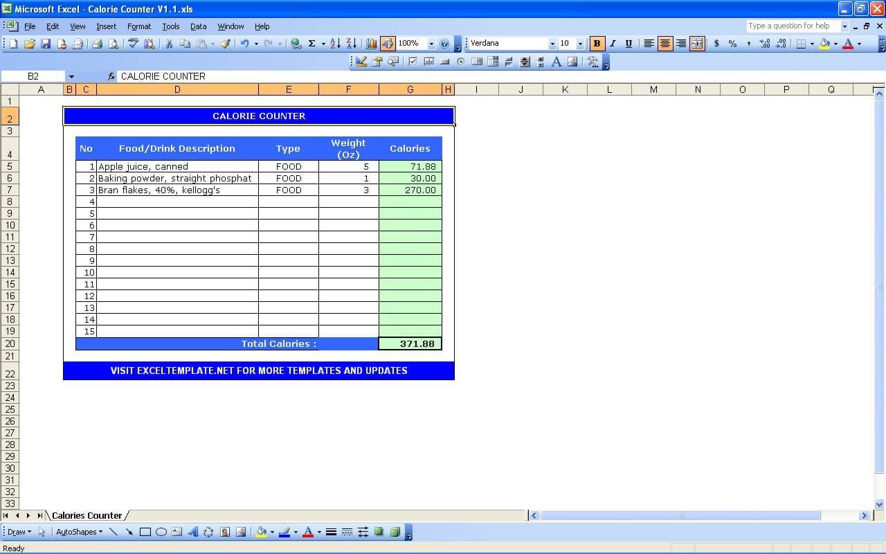 Calorie Tracker Template. Calorie Counter Calculator Excel Templates - Free Printable Calorie Counter Sheet