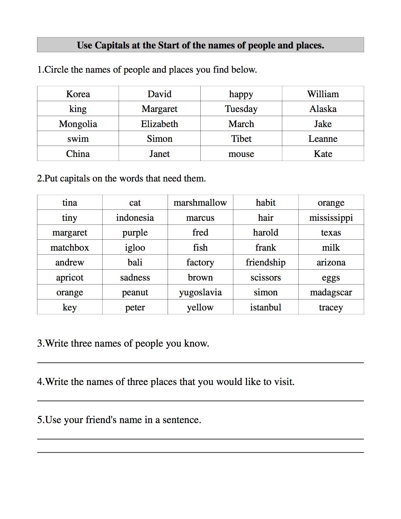 Capitalization And Punctuation Worksheets - Free Teacher Worksheets - Free Printable Worksheets For Punctuation And Capitalization