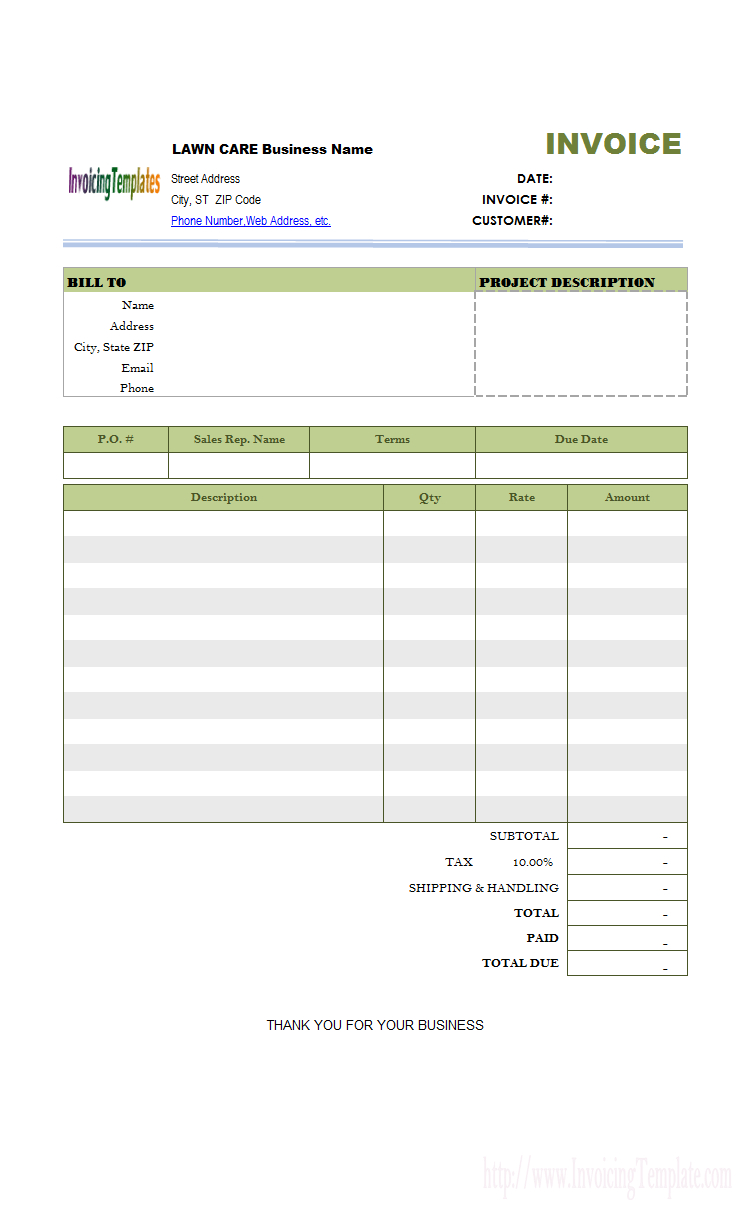 Car Invoice Template - Free Bill Invoice Template Printable