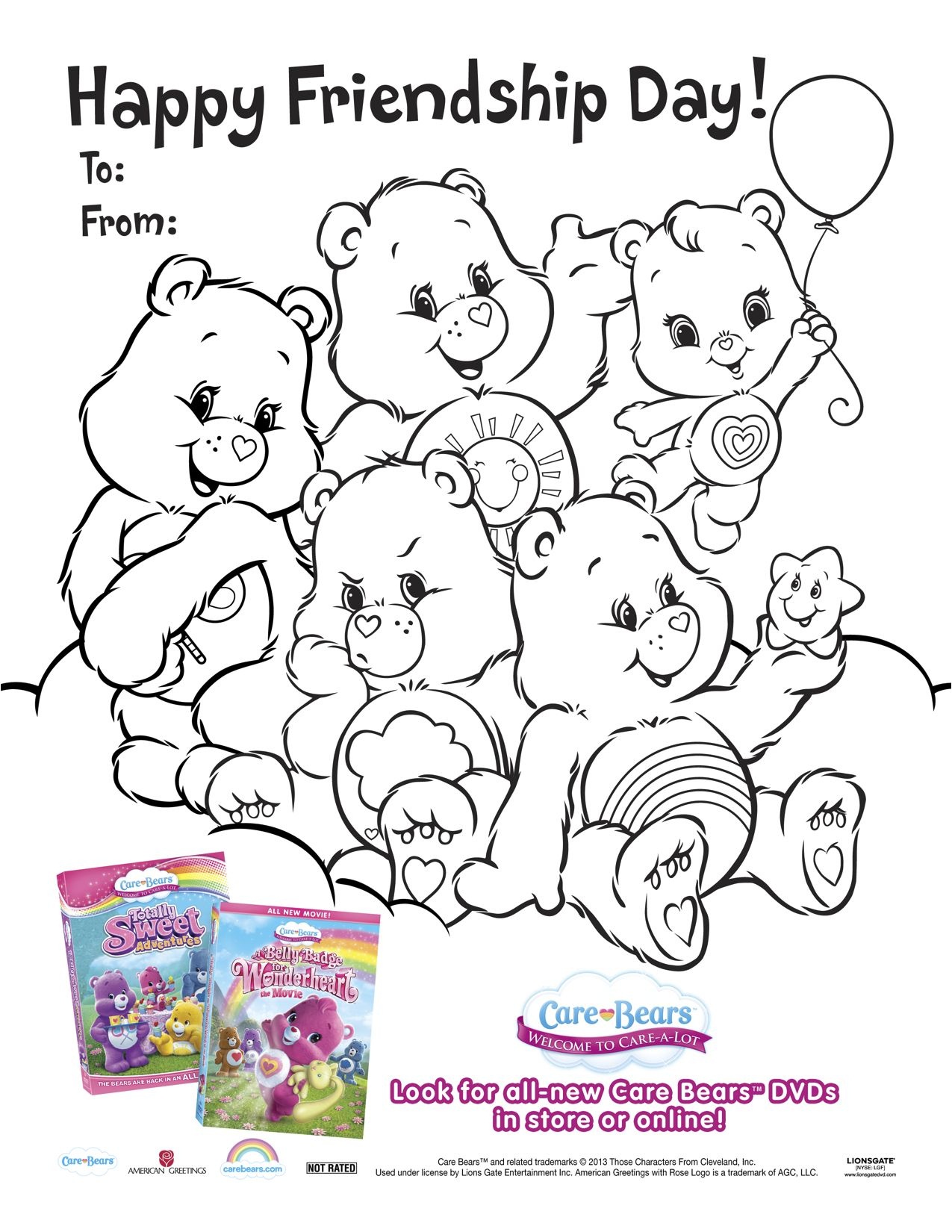 Care Bears Wonderheart Printable Friendship Day Coloring Page - Free Printable Bff Coloring Pages