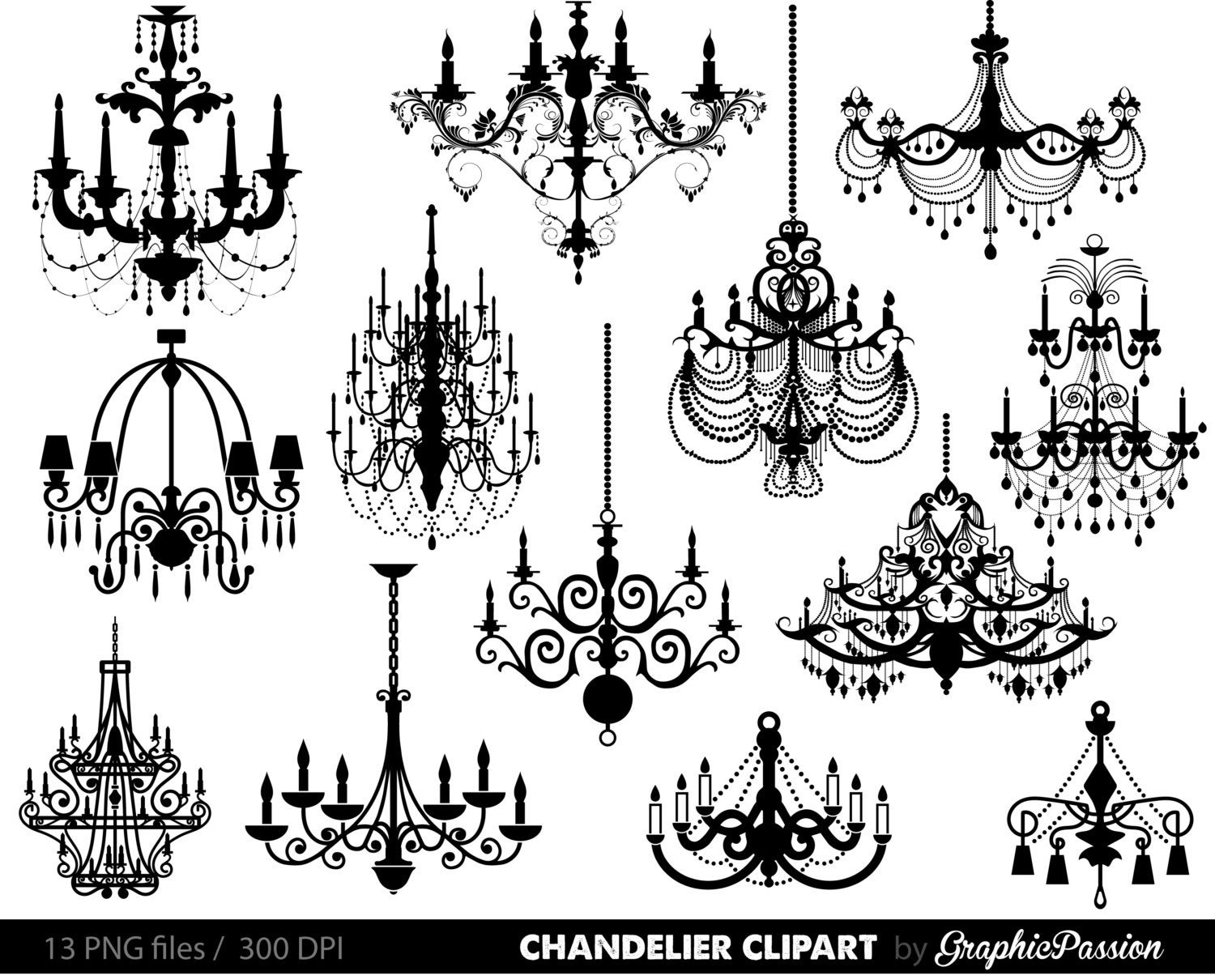 Chandelier Clip Art Scrapbooking Chandelier Clipart Printable | Etsy - Free Printable Chandelier Template