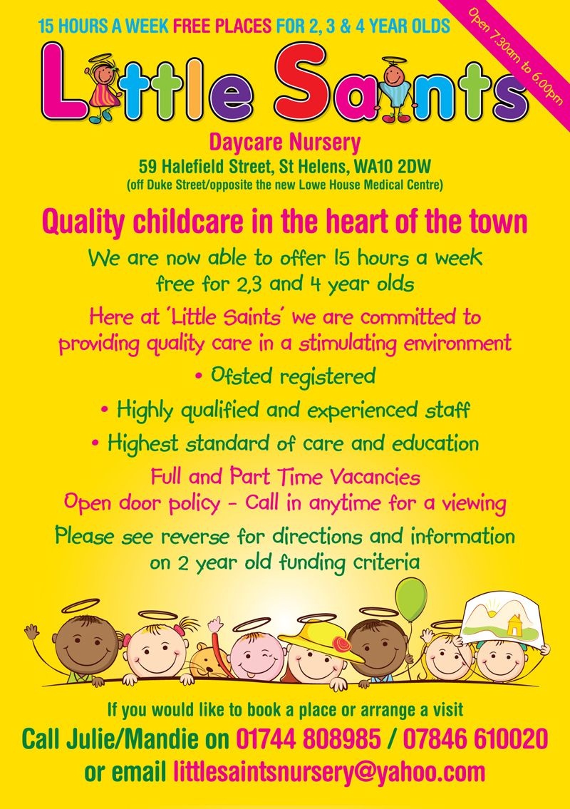 Childcare Leaflet Design For Little Saints Daycare Nurserywww - Free Printable Home Daycare Flyers