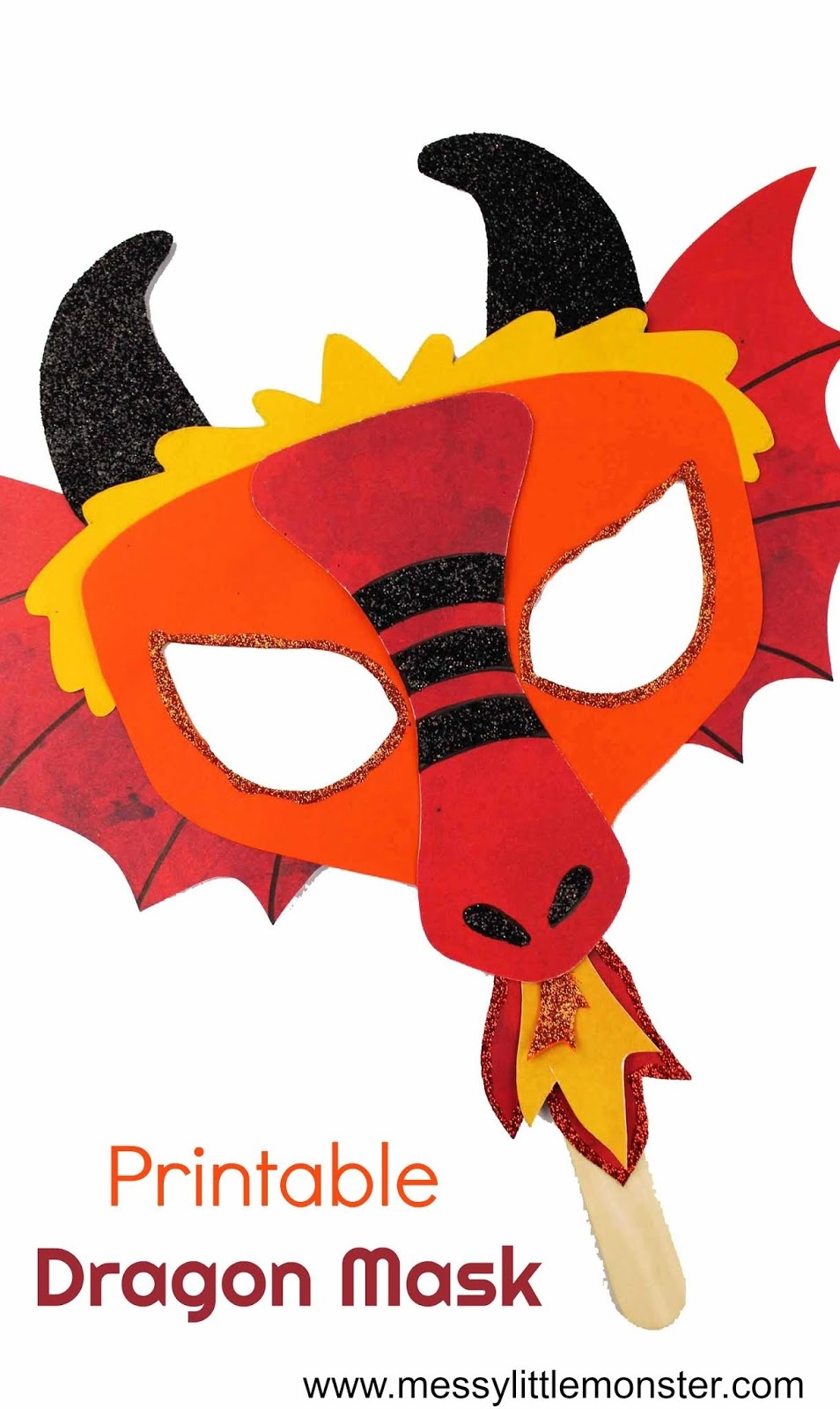 Chinese Dragon Mask - A Fun Printable Dragon Craft - Messy Little - Dragon Mask Printable Free