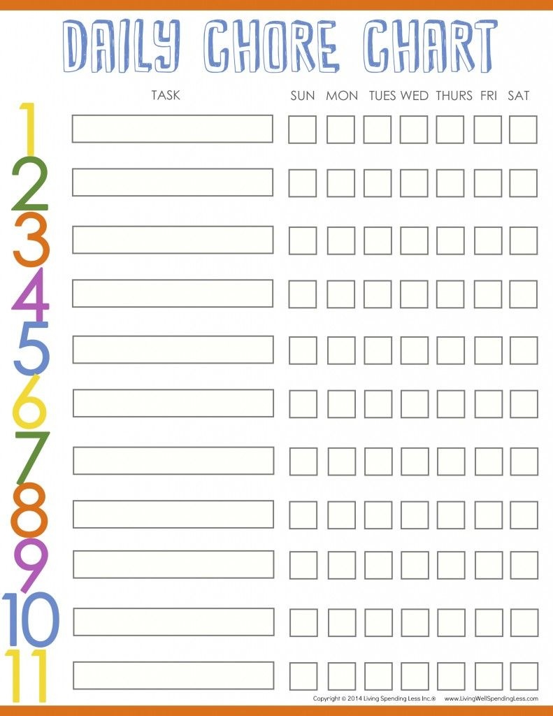 Chores Chart Template - Kaza.psstech.co - Free Printable Chore Chart Templates