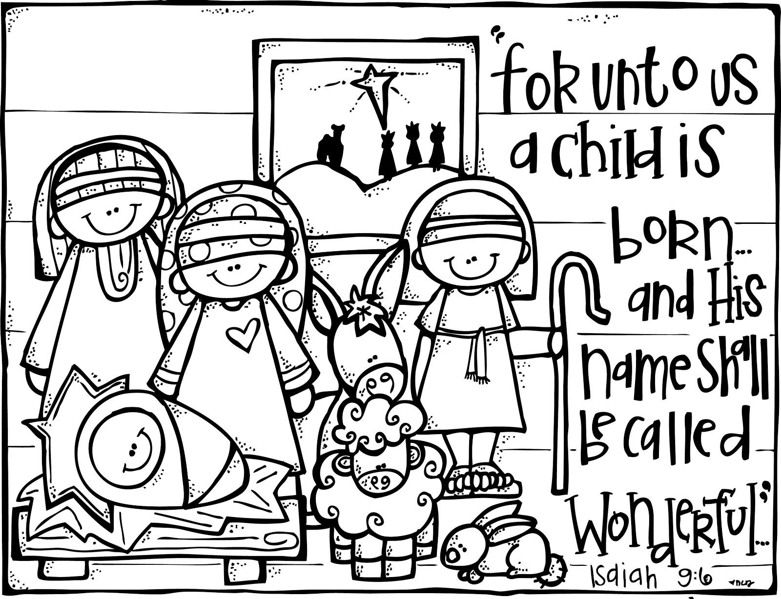 Christmas Coloring Pages Nativity. Precious Moments. Color. Jesus