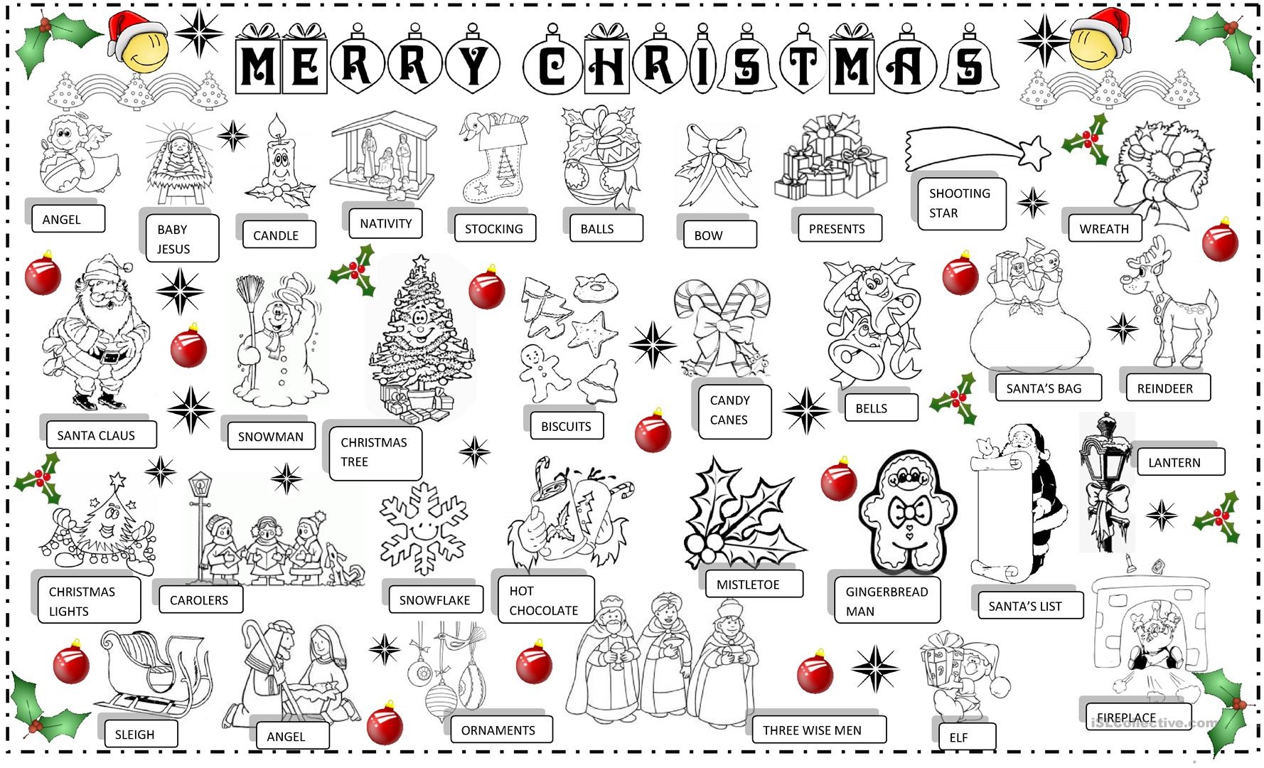 Christmas Pictionary Worksheet - Free Esl Printable Worksheets Made - Free Printable Christmas Pictionary Cards