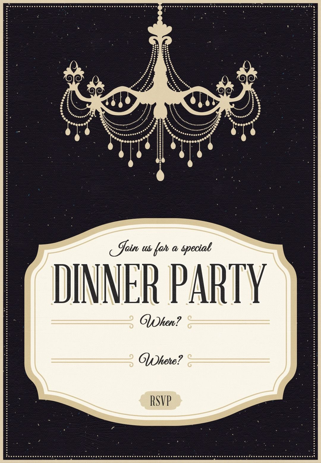 Classy Chandelier - Free Printable Dinner Party Invitation Template - Free Printable Chandelier Template