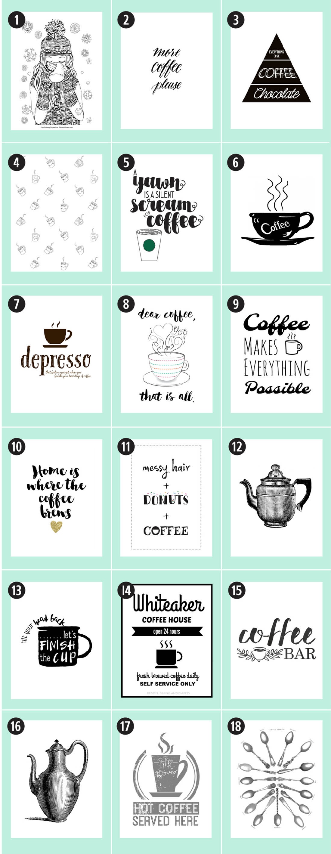 Coffee Free Printables: 180+ Ultimate Guide • Little Gold Pixel - Free Printable Coffee Bar Signs