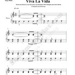 Coldplay Viva La Vida Easy Piano Music. Download And Print   Free Piano Sheet Music Online Printable Popular Songs