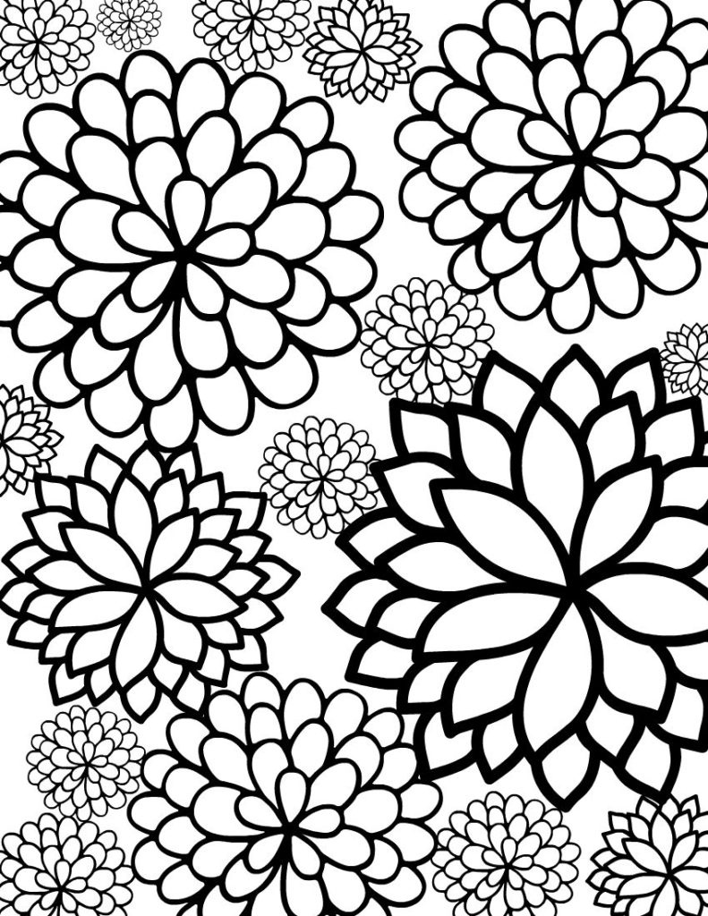 Coloring ~ Flower Adult Coloring Pages Bursting Blossoms Page Free - Free Printable Flower Coloring Pages For Adults