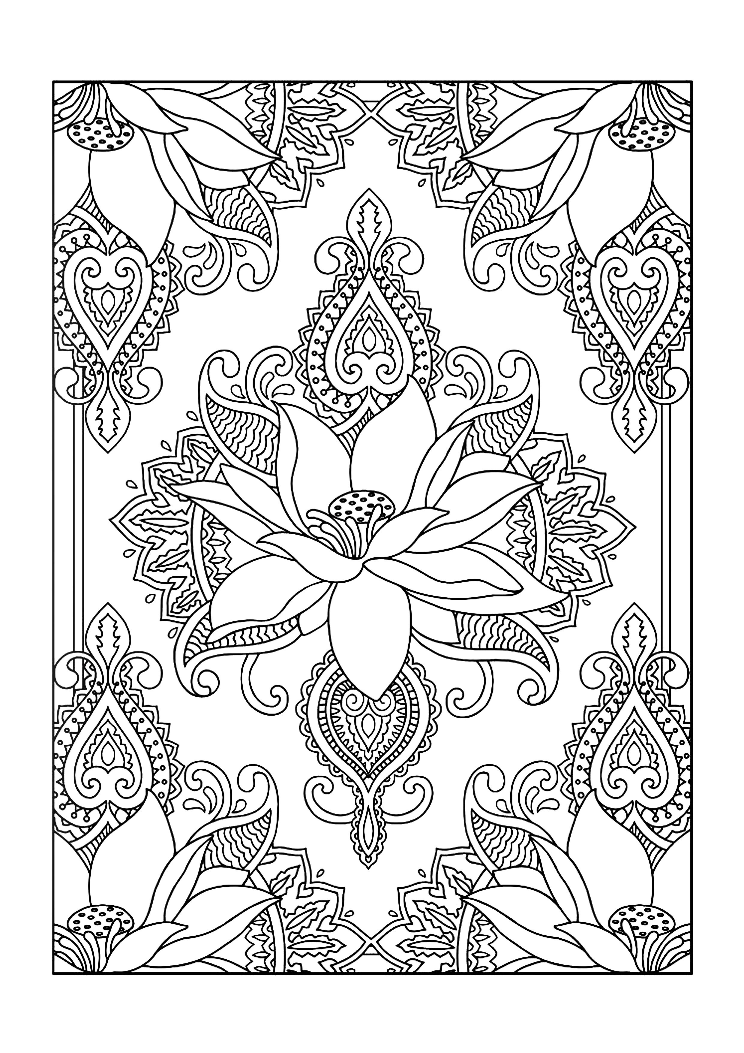 Colouring Books - Free Printable A4 Size - Lotus Flower // Imagenes - Free Printable Coloring Designs For Adults