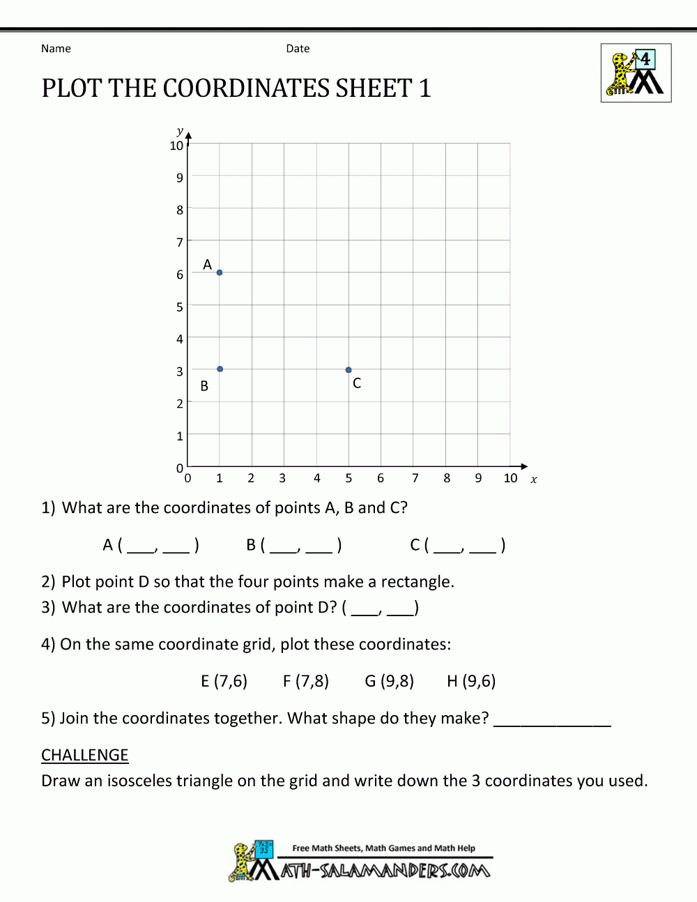 free printable coordinate graphing worksheets