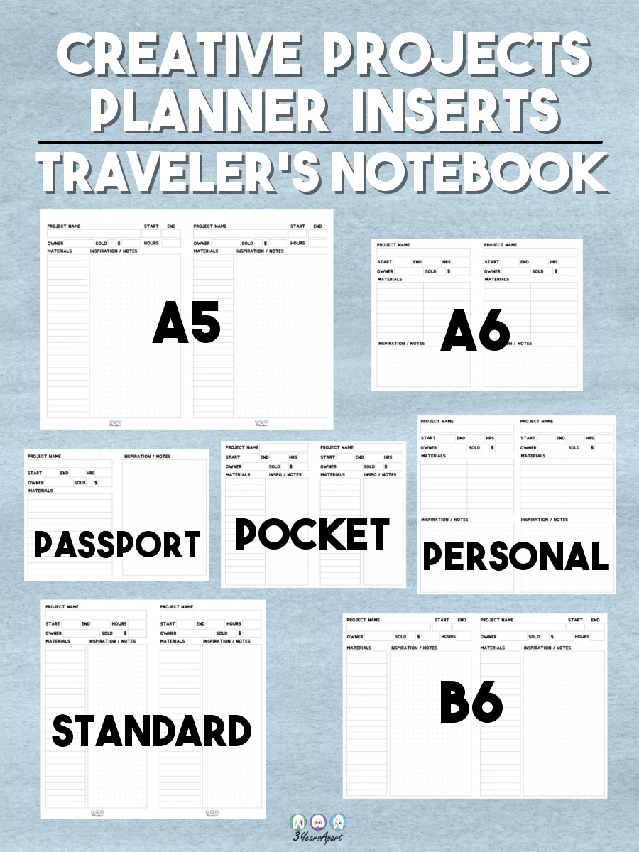 Creative Project Planner Inserts | Free Downloads | Project Planner - Free Printable Traveler&amp;#039;s Notebook Inserts