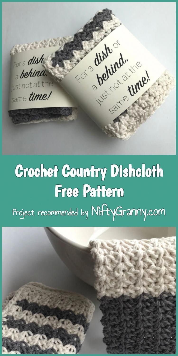 Crochet Country Dishcloth Free Pattern #advising | Advising In 2019 - Free Printable Dishcloth Wrappers