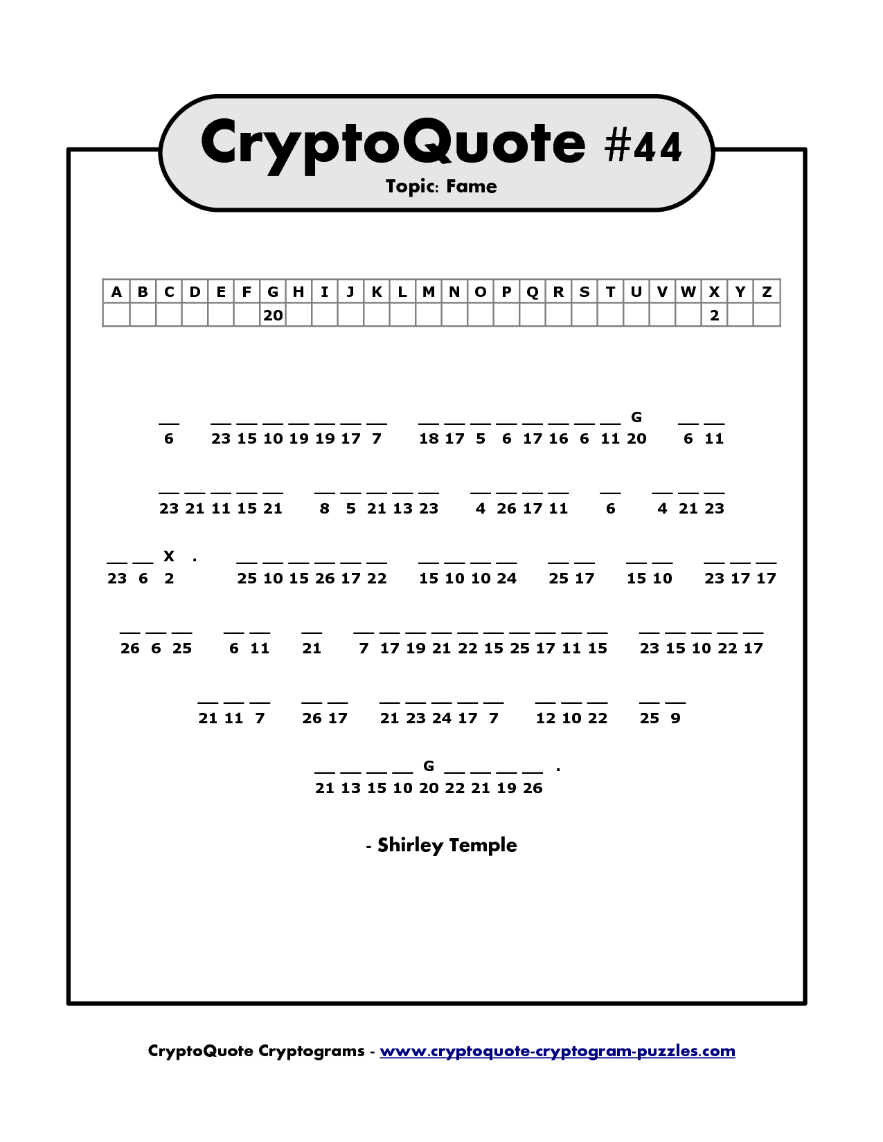 Cryptogram Puzzles To Print | Shirley Temple Cryptoquote - Printable - Free Printable Cryptograms Pdf