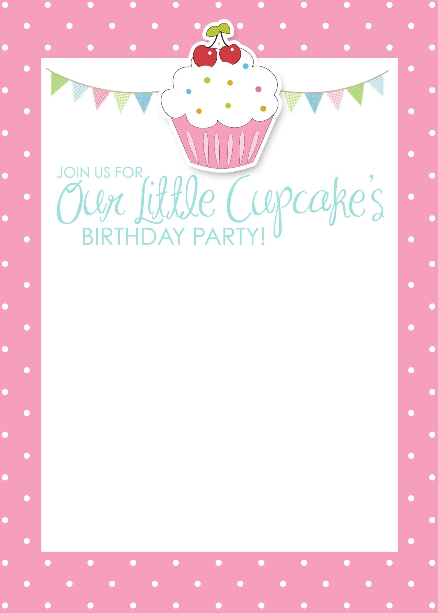 Cupcake Birthday Party With Free Printables | Birthday | Free - Free Printable Polka Dot Birthday Party Invitations