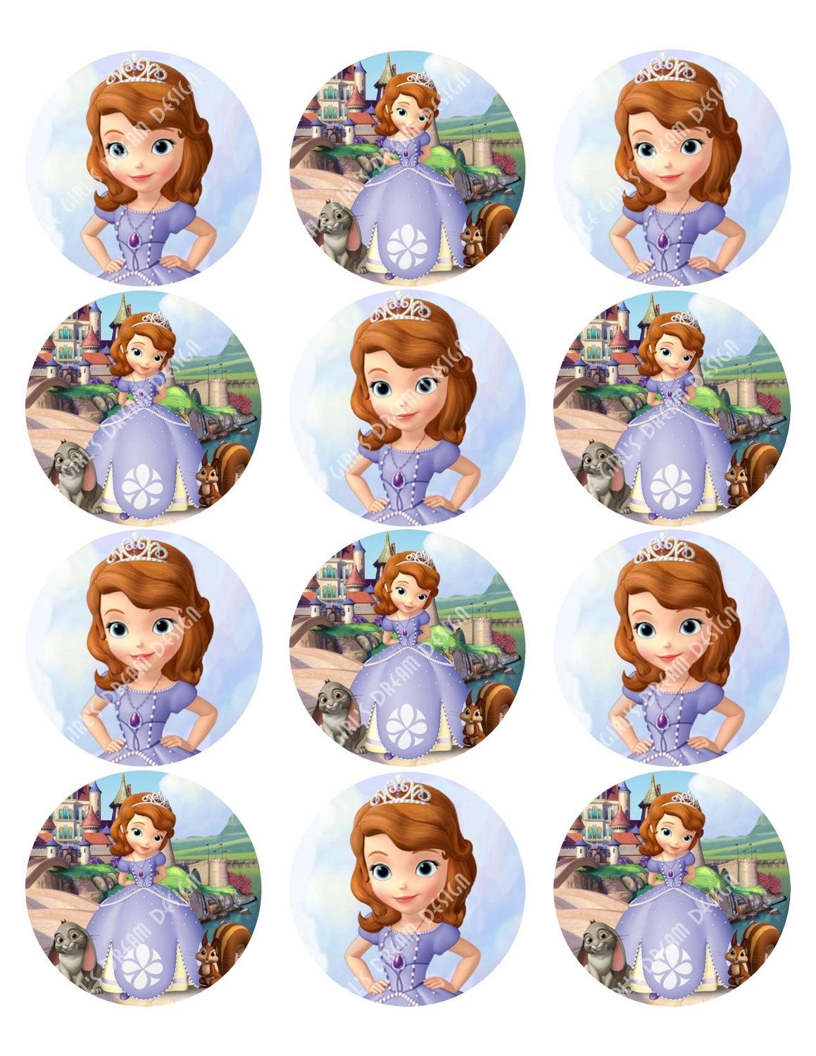 Cupcake Toppers Princess Sofia The First Inspired Round Disney - Free Printable Sofia Cupcake Toppers