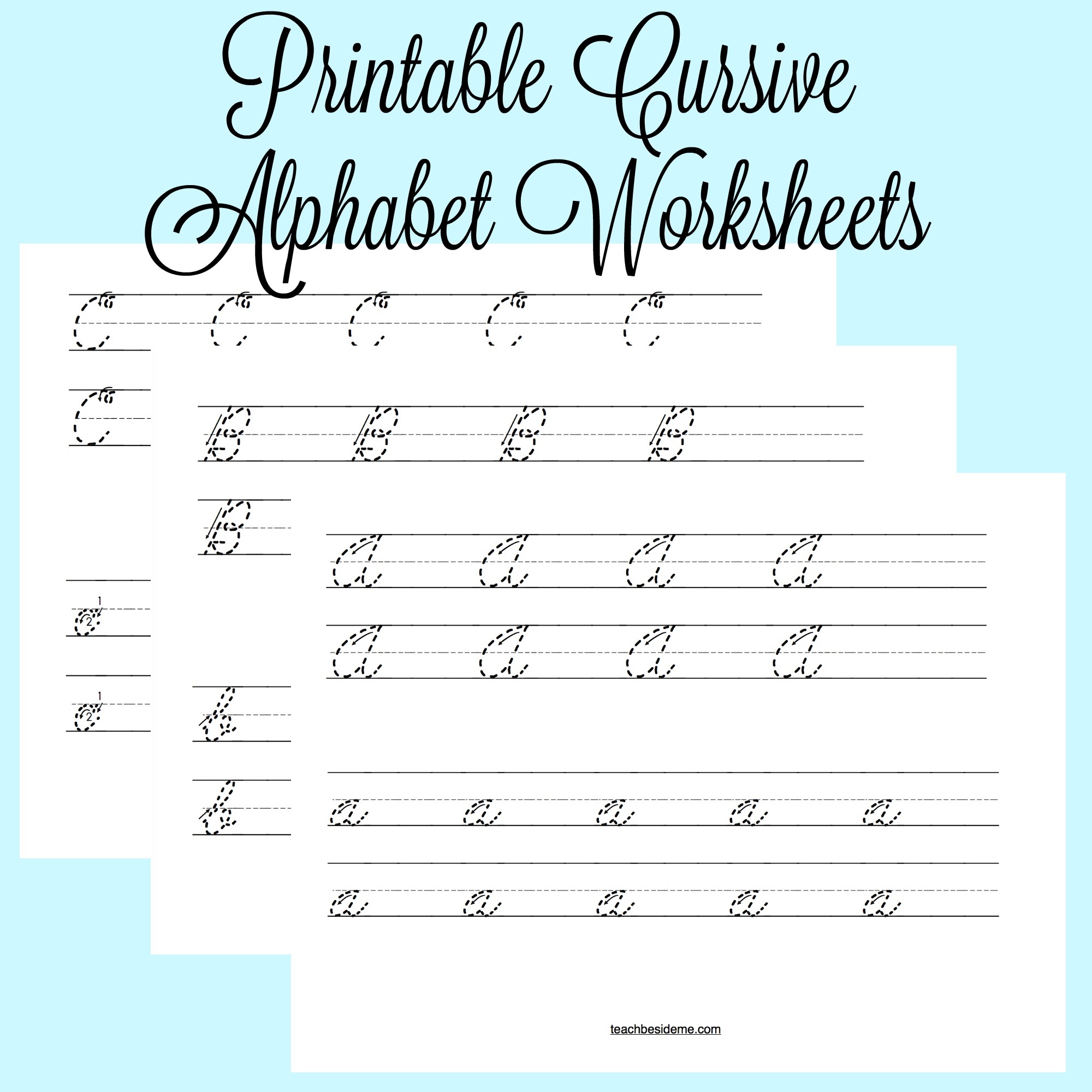 Cursive Alphabet Worksheets – Teach Beside Me - Cursive Letters Worksheet Printable Free