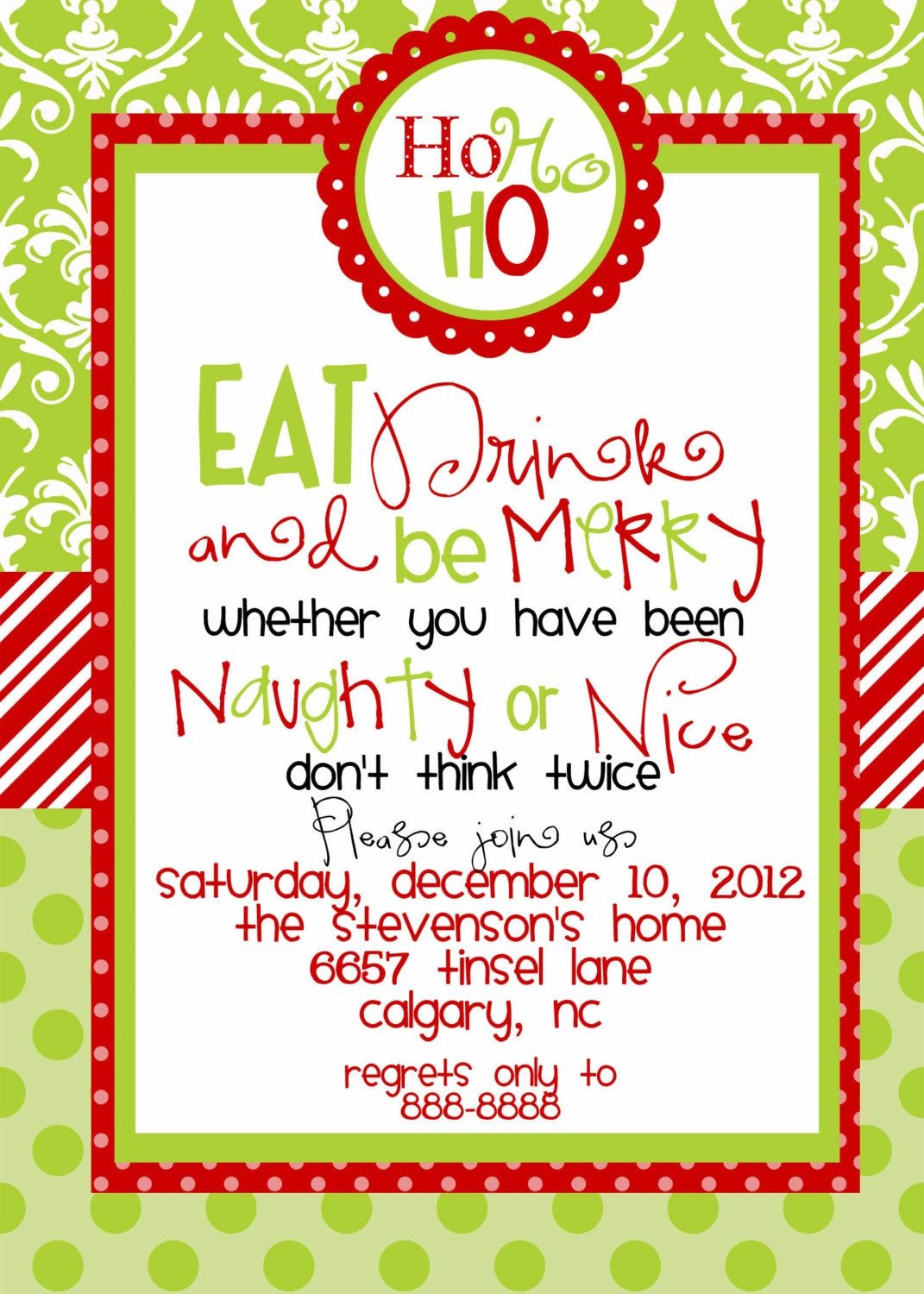 Custom Designed Christmas Party Invitations Eat Drink And Be Merry - Free Printable Christmas Invitations