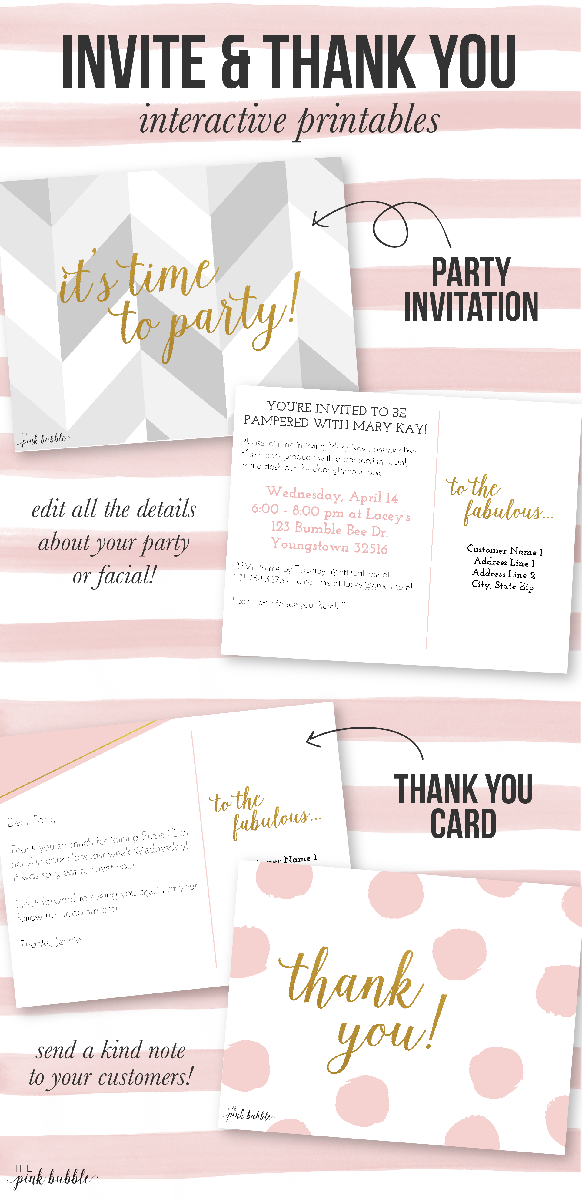 Customizable Mary Kay Party Invitation And Thank You Card!! Find It - Mary Kay Invites Printable Free