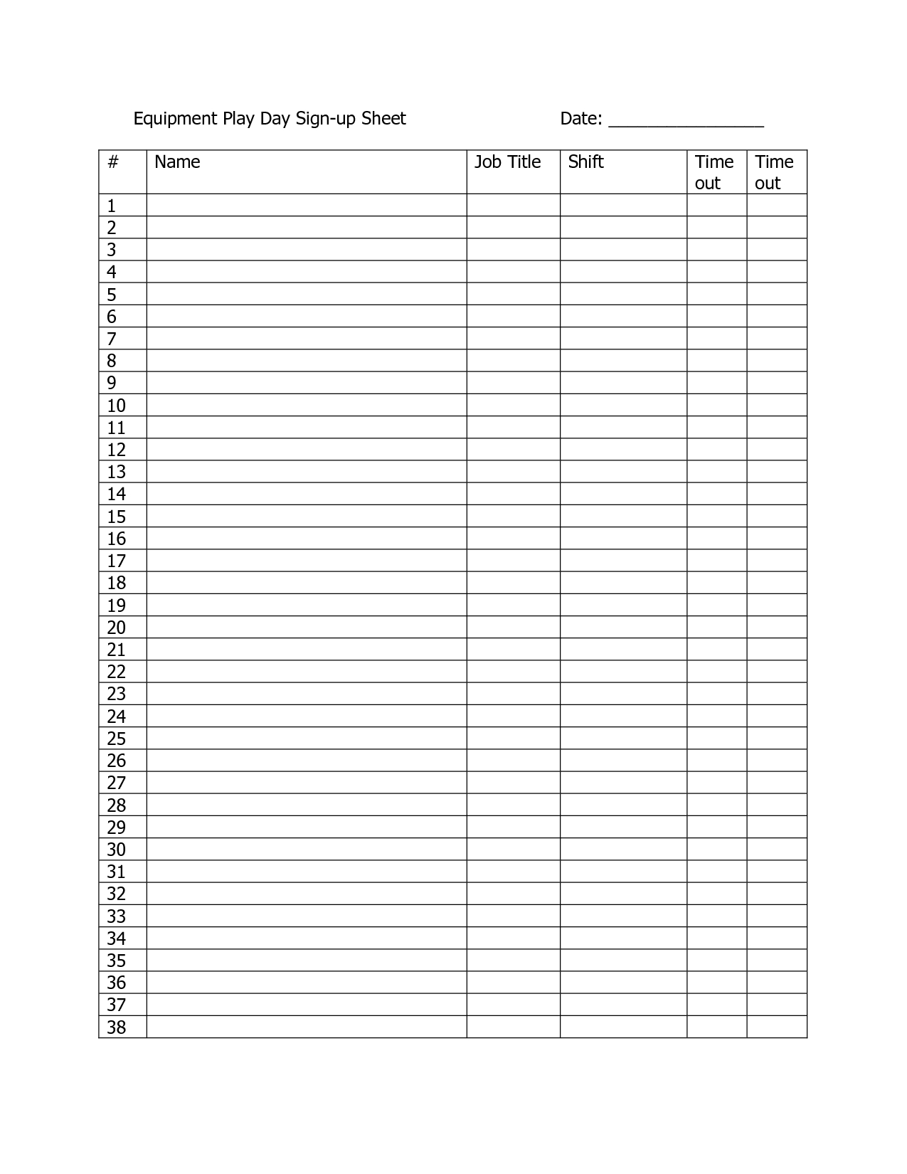 Customizable Printable Sign Up Sheets Templates | In Sheet Template - Free Printable Sign Up Sheet