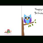 Cute Owl Sitting On A Branch Happy Birthday Card | Favorite   Free Printable Birthday Cards