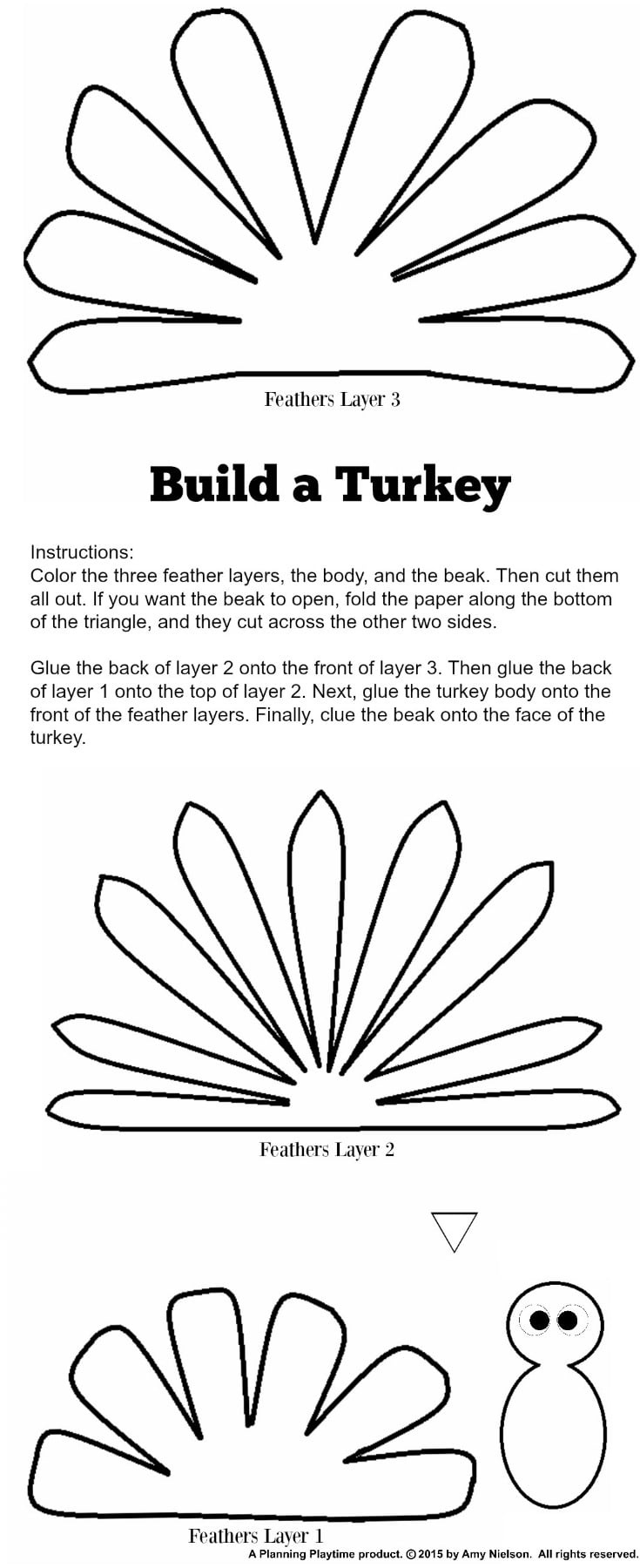 Cute Turkey Craft W/ Free Printable Template - Planning Playtime - Free Turkey Cut Out Printable