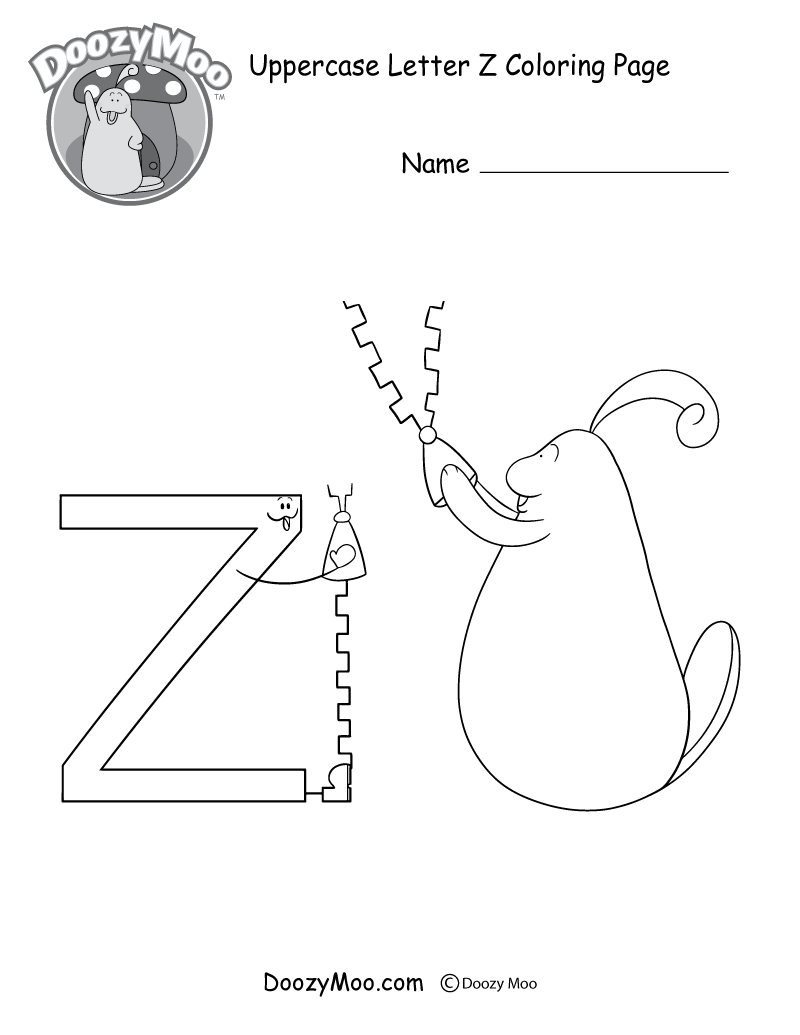 Cute Uppercase Letter Z Coloring Page (Free Printable) - Doozy Moo - Letter Z Worksheets Free Printable