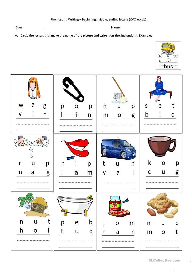 Cvc Words-Beginning, Middle, Ending Letters Worksheet - Free Esl - Cvc Words Worksheets Free Printable