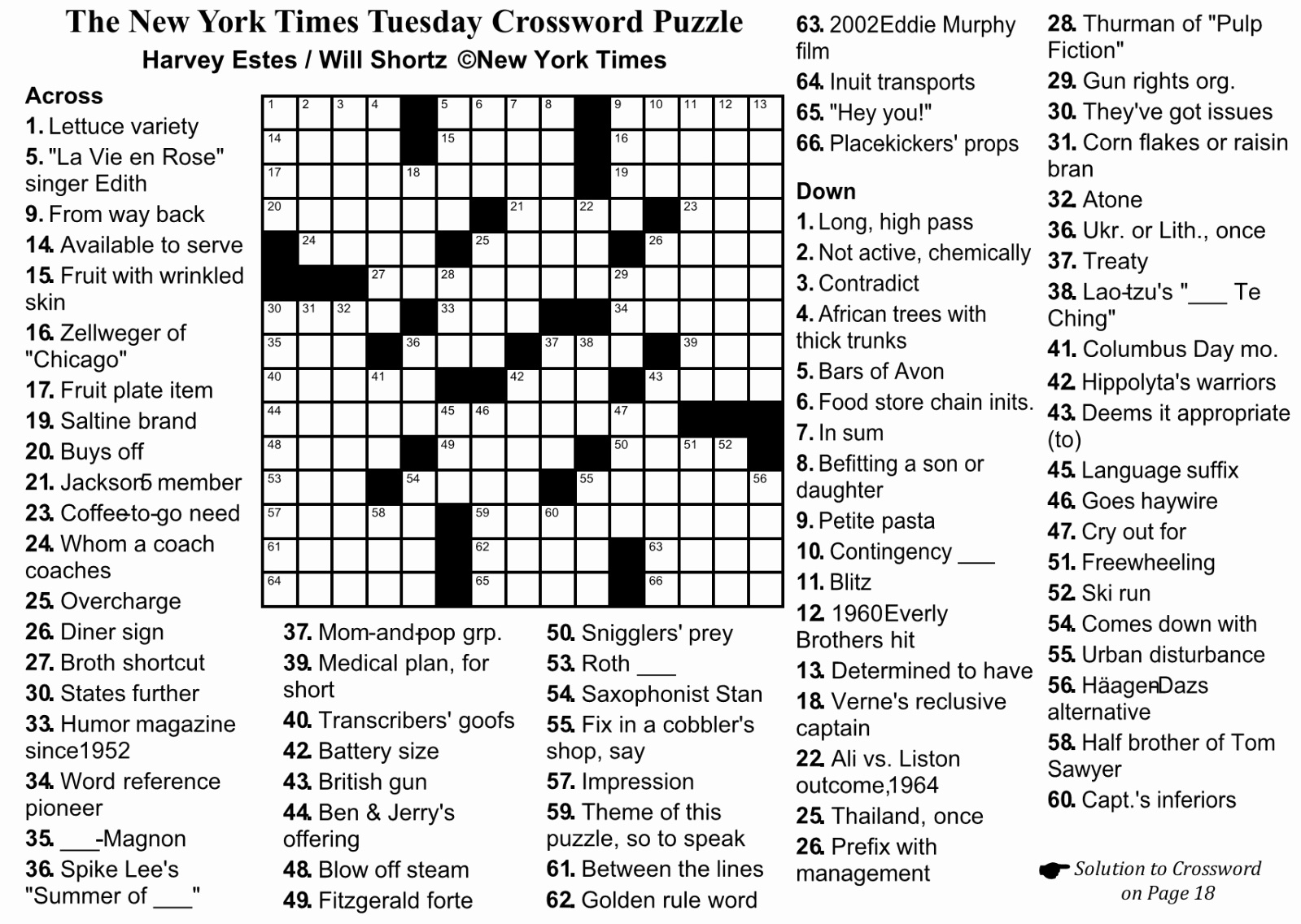 free daily crossword puzzles to print