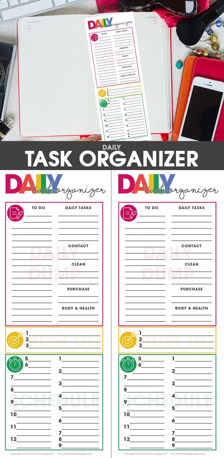 Daily Task Planning Organizer | Organize &amp;amp; Tidy! Spark Joy! | Daily - Free Printable Task Organizer