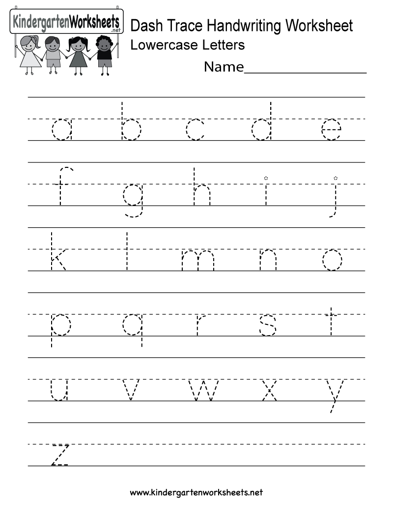 Dash Trace Handwriting Worksheet - Free Kindergarten English - Free Printable Writing Worksheets